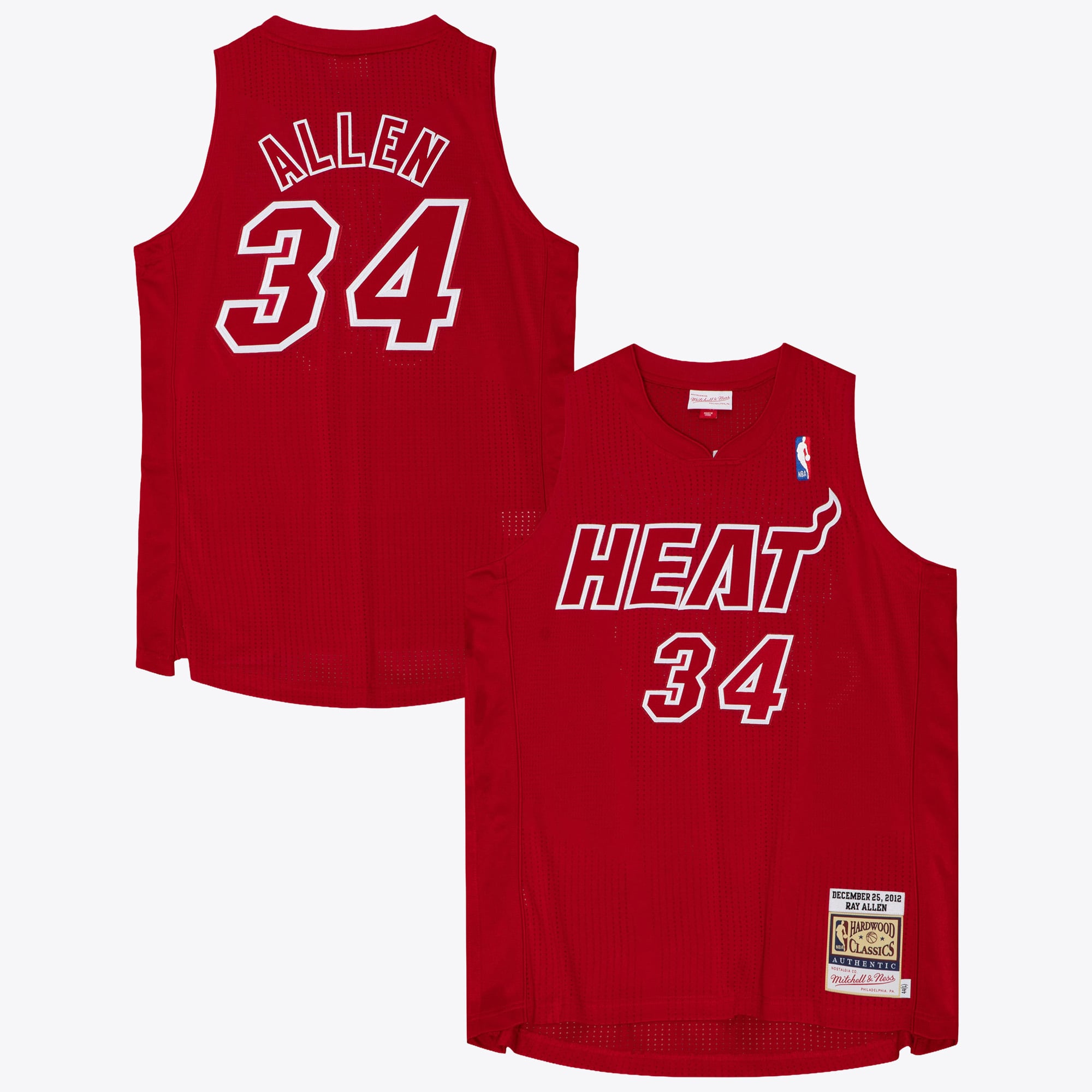 Maillot authentique Mitchell & Ness Ray Allen des Miami Heat, édition spéciale Noël 2012 - Écarlate - Homme Taille: XL