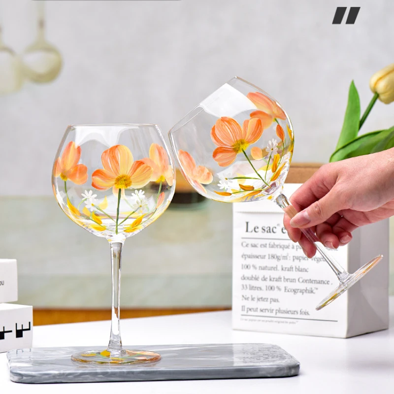 Verres à vin à Champagne peints à la main, grand verre coloré, verre en cristal, tasse à vin rouge, pour la maison, haut de gamme, pour Cocktail, bière, gobelet