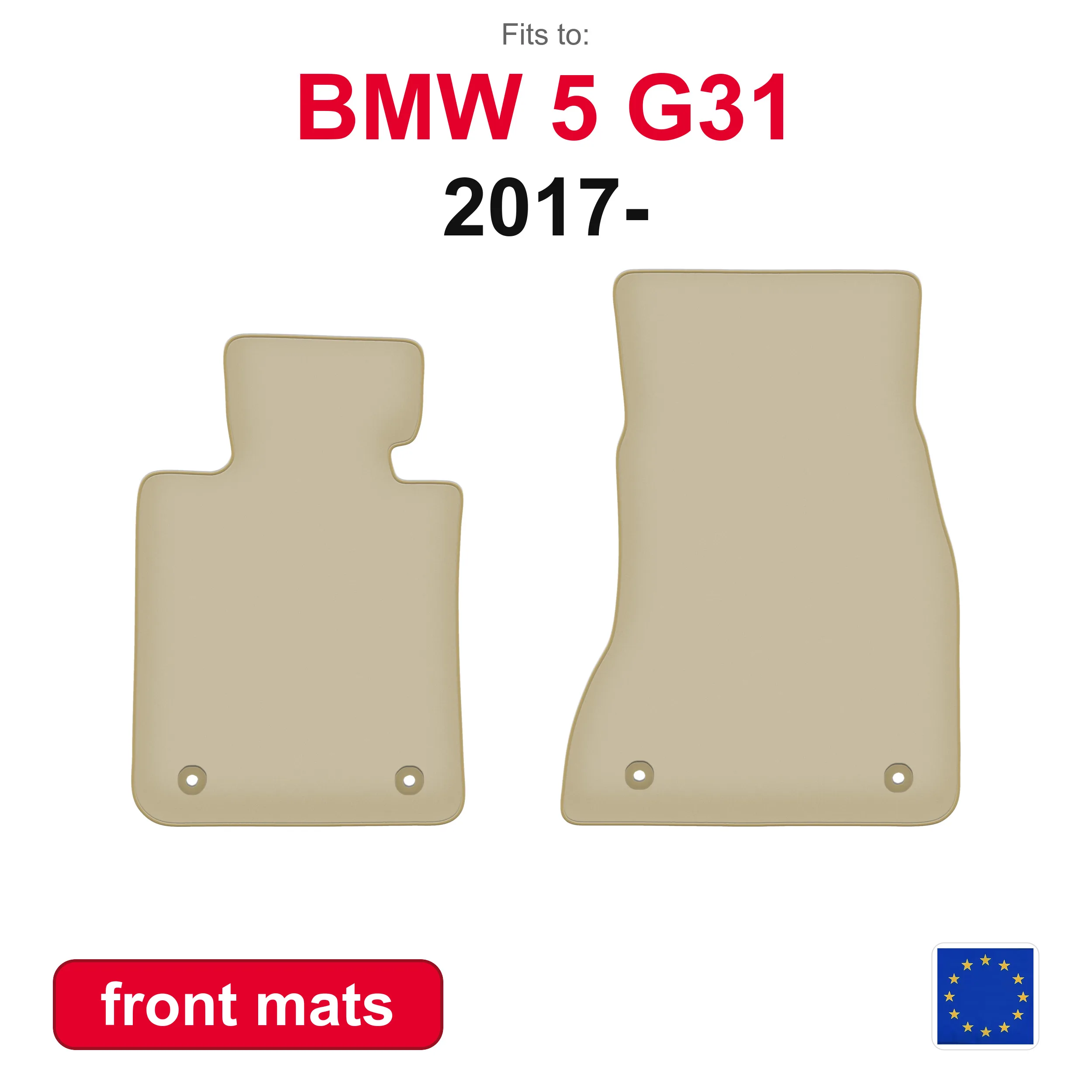 Tapis de sol avant de voiture PREMIUM pour BMW 5 G31 Break, Touring (2017-) - beige, ensemble de 2 tapis de sol avant de voiture