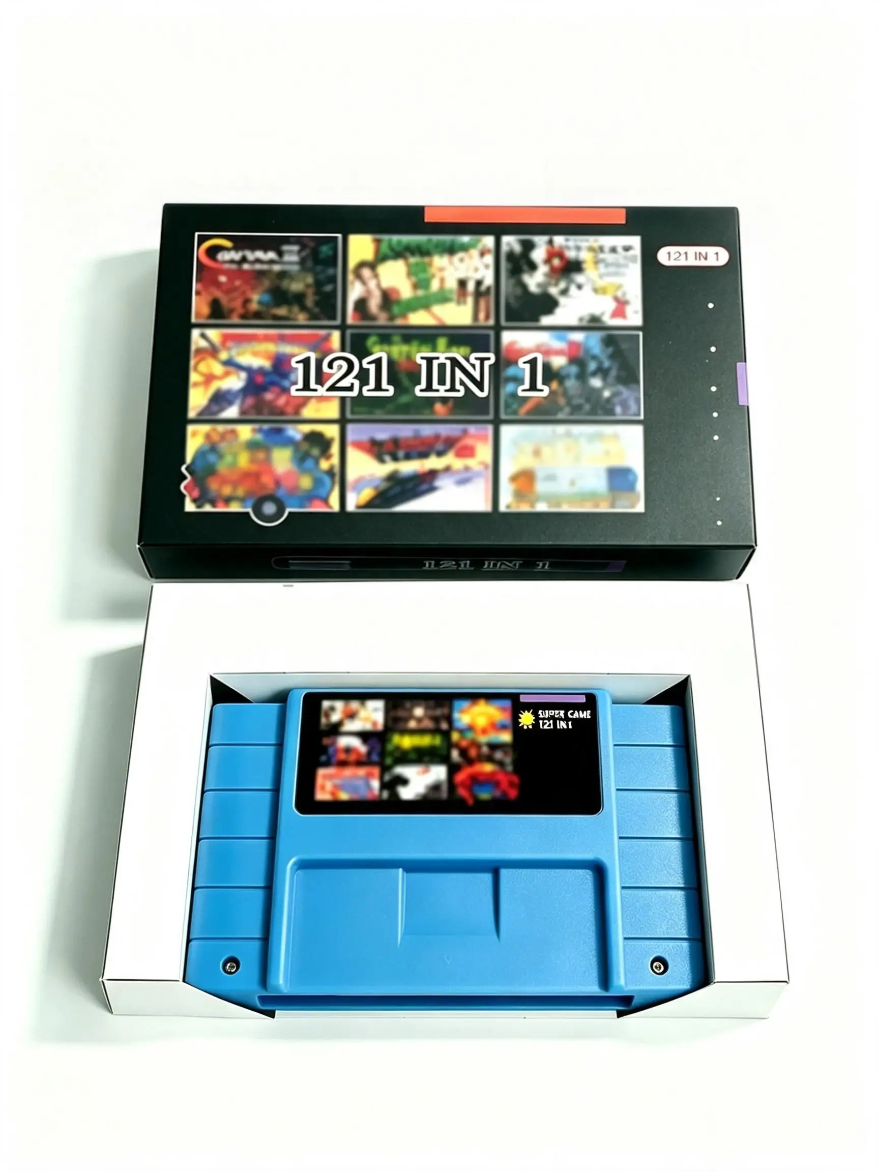 Super 121 In 1 Game Cartridge Multi Game Card NTSC For SNES 16 Bit Video Game Console Blue Shell