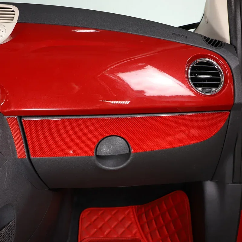 Autocollant décoratif en fibre de carbone souple pour Fiat 500, pour console centrale de voiture, accessoires de protection intérieure, pour Fiat 500 2011 – 2019