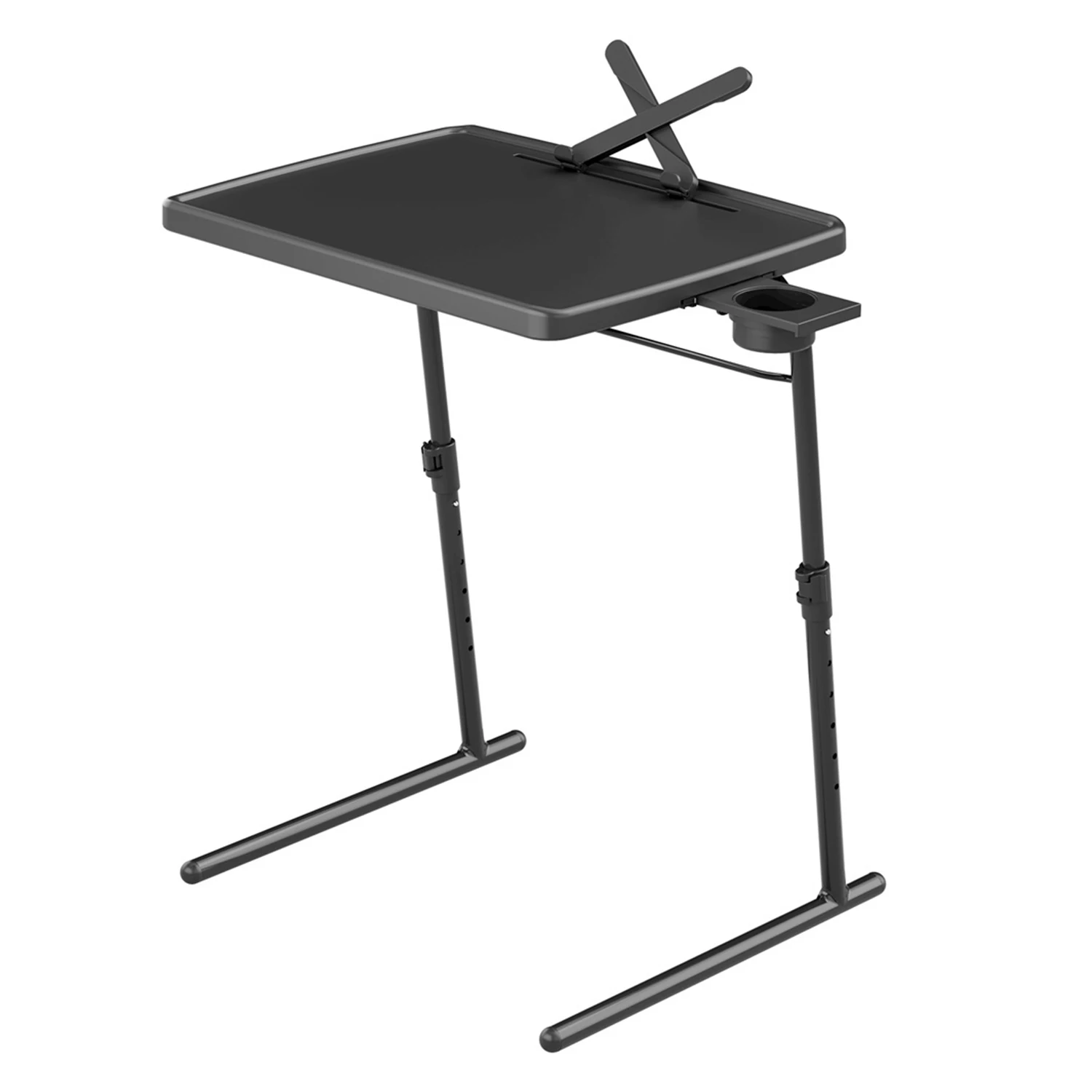 Klappbarer Computertisch, höhenverstellbarer & schwenkbarer Laptop-Schreibtisch mit Schlitze für kleine Räume, tragbarer Gaming-Computertisch mit Getränkehalter, ideal für Home-Office-Arbeitsplätze