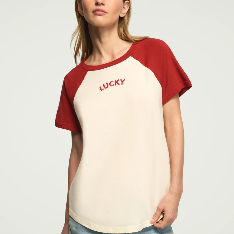 Lucky Brand Lucky Denim Supply Raglan Tee - Women's Clothing Outerwear Jean Denim Jackets in Canoli Cream, Size XL