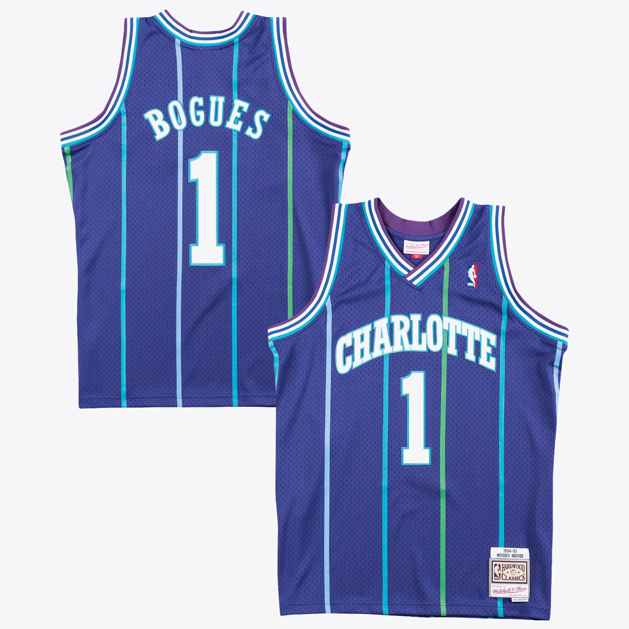 Maillot authentique alternatif Swingman Mitchell & Ness Muggsy Bogues 1994 des Charlotte Hornets - Violet - Homme Taille: XS