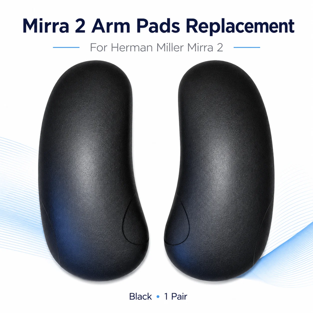 Herman Miller Mirra 2 Armlehnenpolster Ersatz, Bürostuhl-Armlehnenpolster, Ergonomische Stuhl-Reparaturteile, Schwarz/Hellgrau, 1 Paar