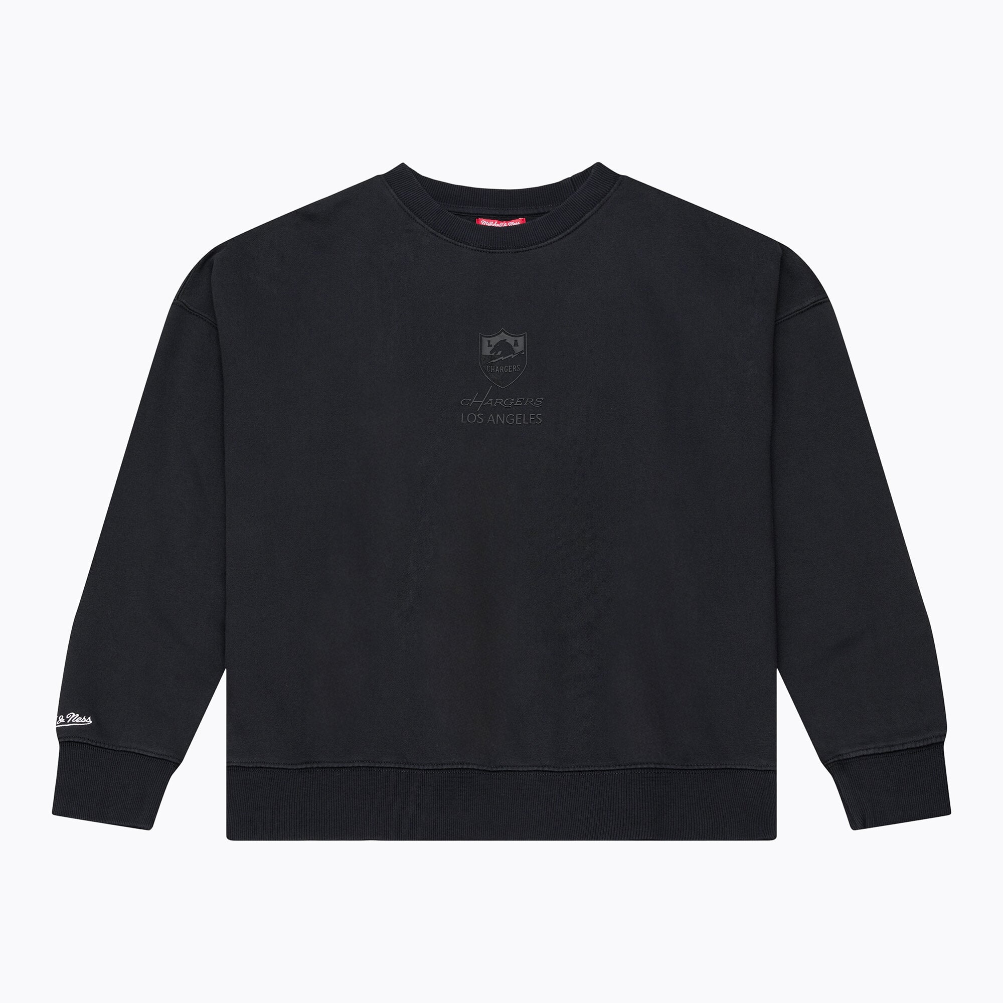Schwarzes Mitchell & Ness Los Angeles Chargers Core Essentials Micro Logo Fleece-Sweatshirt für Damen
