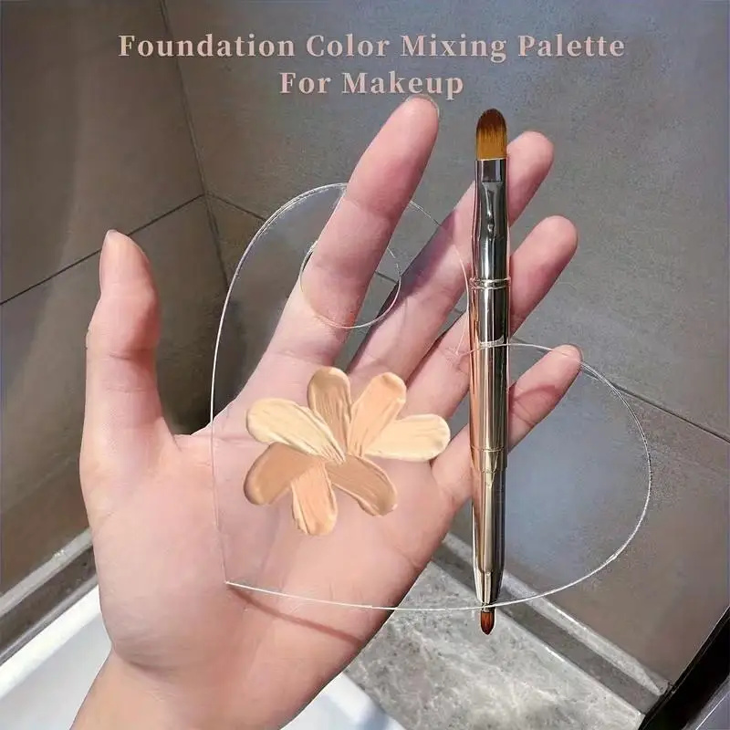 2 Stück Transparente Acryl-Make-up-Palette Flüssige Foundation Mixer Schönheitswerkzeug Creme-Mischgerät Manuelles Kosmetik-Beauty-Tool