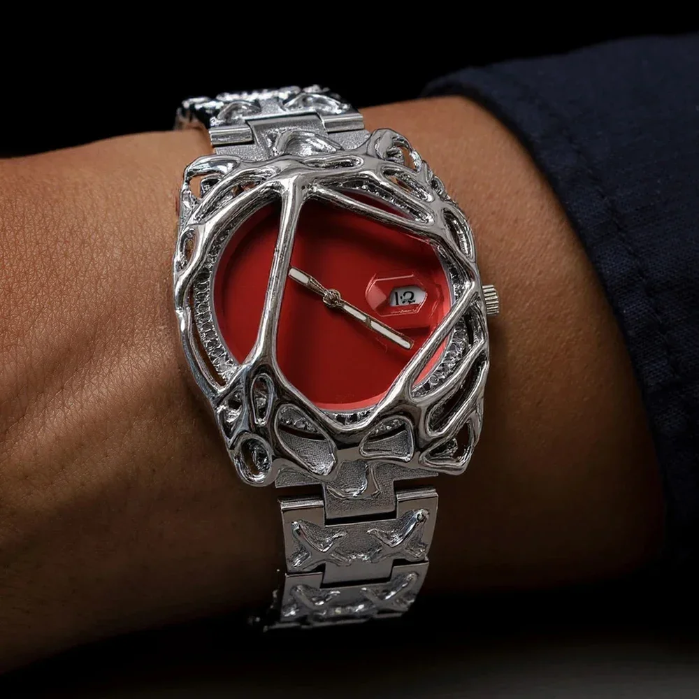 Retro Dämonenkralle Einzigartige Y2K Antike Alabaster-Quarzuhr für Herren Schwarzes Armband Rote Mittelalterliche Kreative Herrenuhren AAA Uhr Reloj