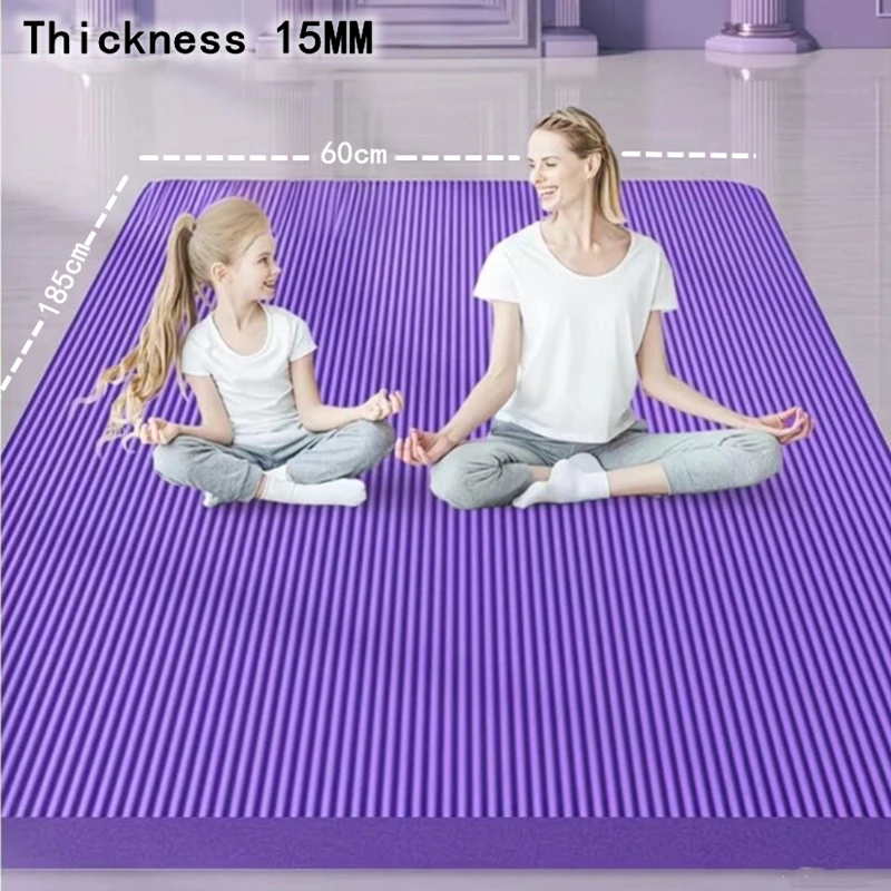 Yoga Mat Pilates Fitness Mat 15mm Thicknes Non Slip Yoga Cushion Travel Fitness Exercise Pad for Home Gym Floor Workout Non-slip