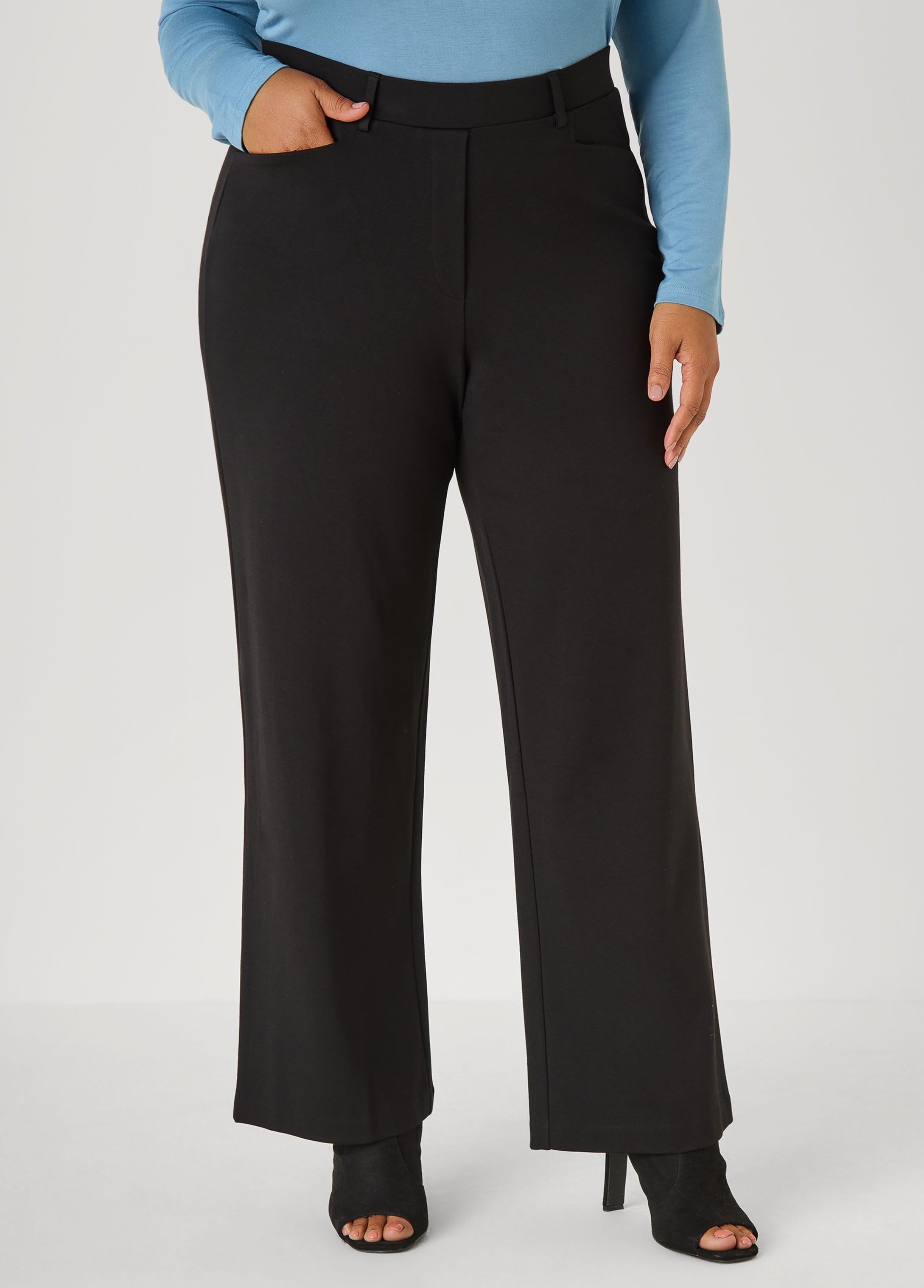 Plus Size Ponte Mid Rise Trousers