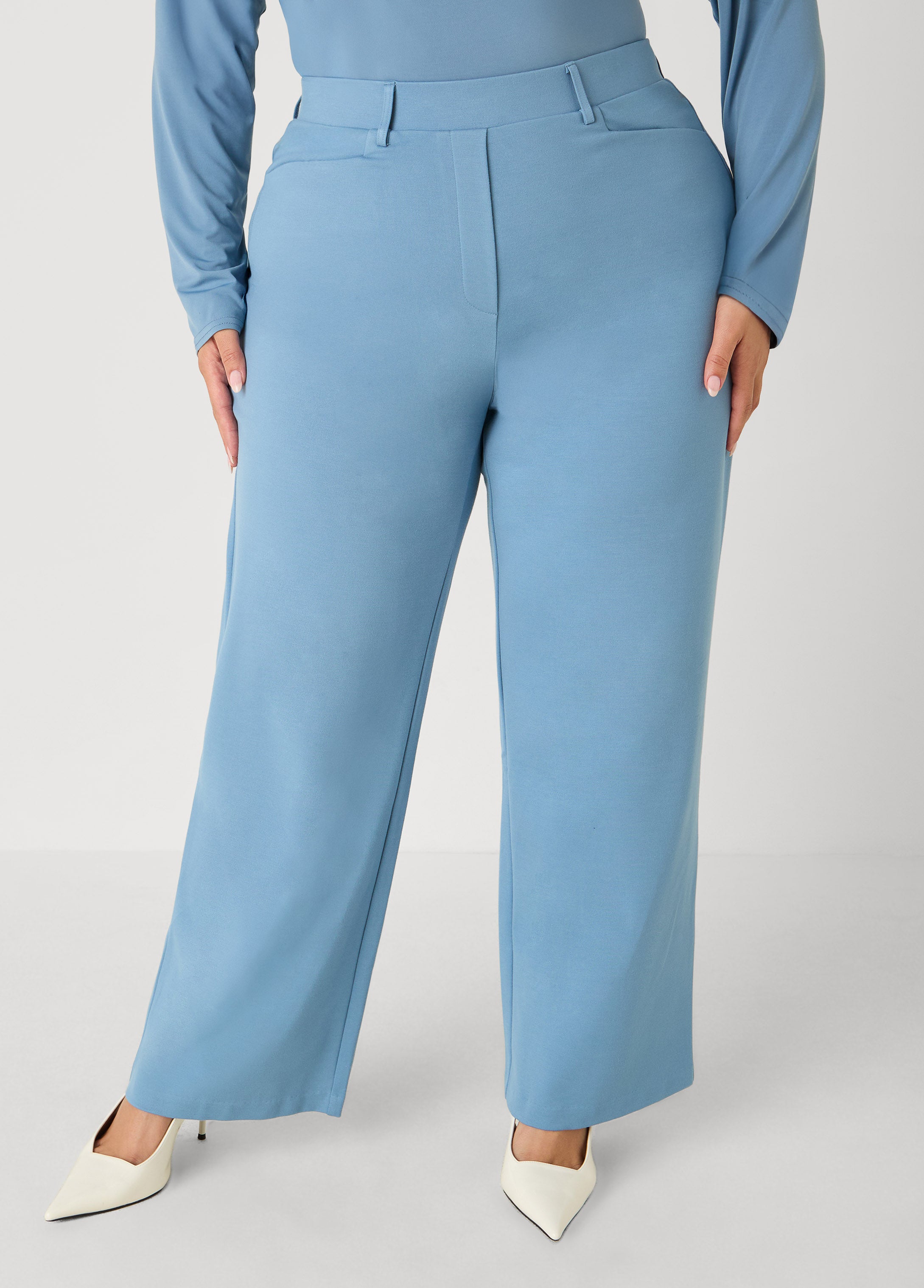 Plus Size Mid Rise Ponte Trousers