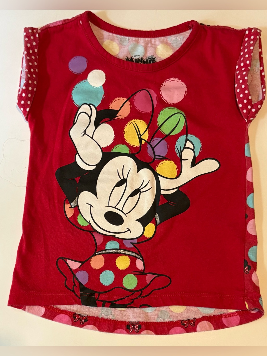 Disney Shirts & Tops | Disney Minnie Mouse Polka Dot Top 3t Kids Clothes Toddler Play Clothing Tops | Color: Red | Size: 3tg