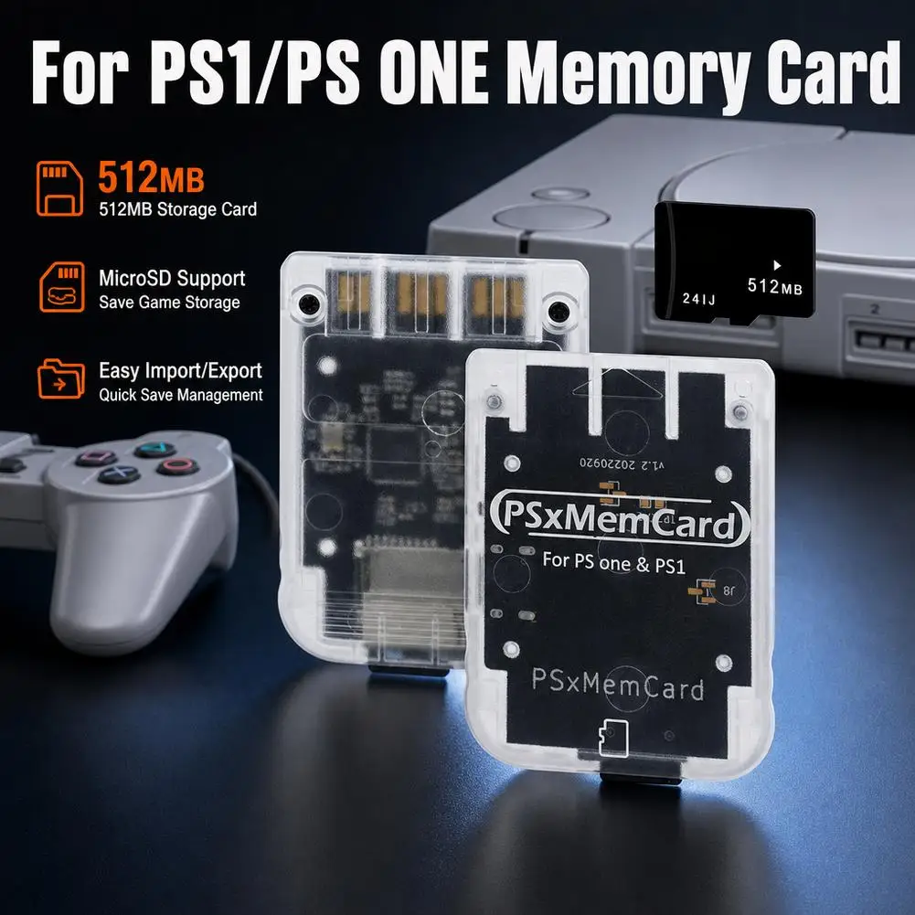 PSxMemCard PSX Memory Card Save Data Game Card For PlayStation PS1 PS One Game Console Support MicroSD Card