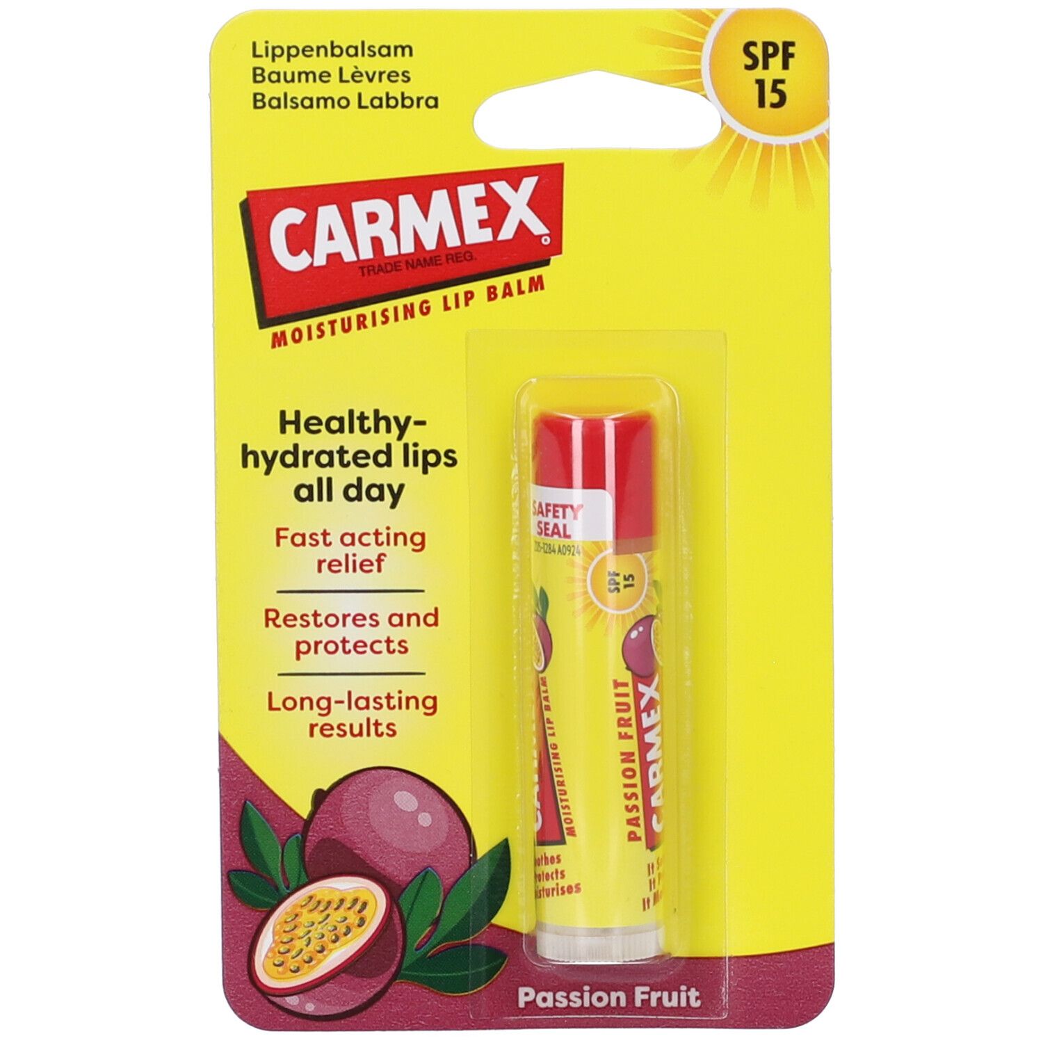 Carmex Sun Defence Stick SPF 15 Passion Fruit 4,25 g Protezione per le