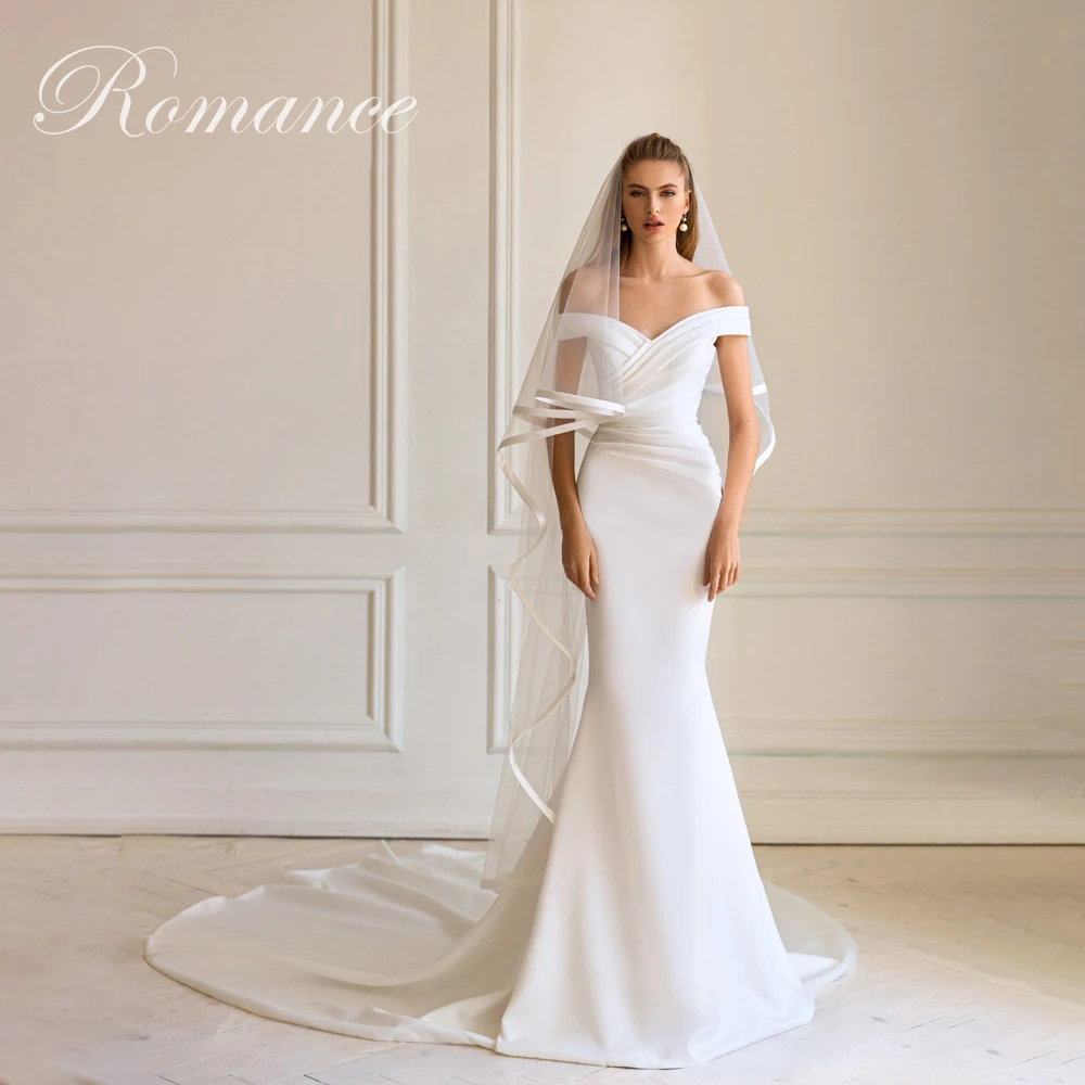 Elegant Pleat V-Neck Mermaid Wedding Dress 2026 Off The Shoulder Backless Sweep Train Bridal Gown Vestidos De Novia Customized