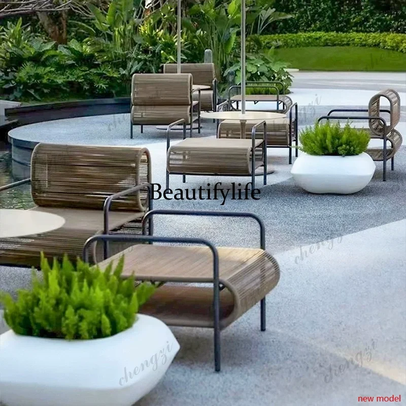 Ensembles de meubles de jardin en rotin nordique, ensembles de meubles de jardin minimalistes, fauteuil d'extérieur, Giardino Arredo, meubles de jardin d'extérieur AB0