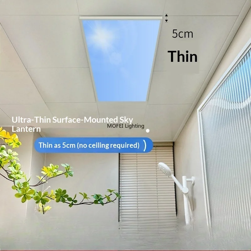 Dünne Vollspektrum-Deckenleuchte in Blauhimmel-Optik, Einbau-LED-Deckenlampe für Küche, Bad, Heimdekoration, Luminaria, intelligente Deckenleuchte in Himmelsoptik