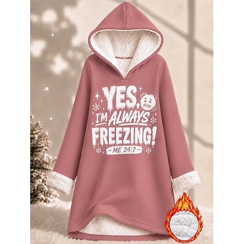 Damen Kapuzenpullover Druck Grafik Tiermotiv Warm Mode Modern Langarm Mit Kapuze Lange Oberteile Lässig Straße Blau Hellrosa Rosa Rote Grau Herbst Winter
