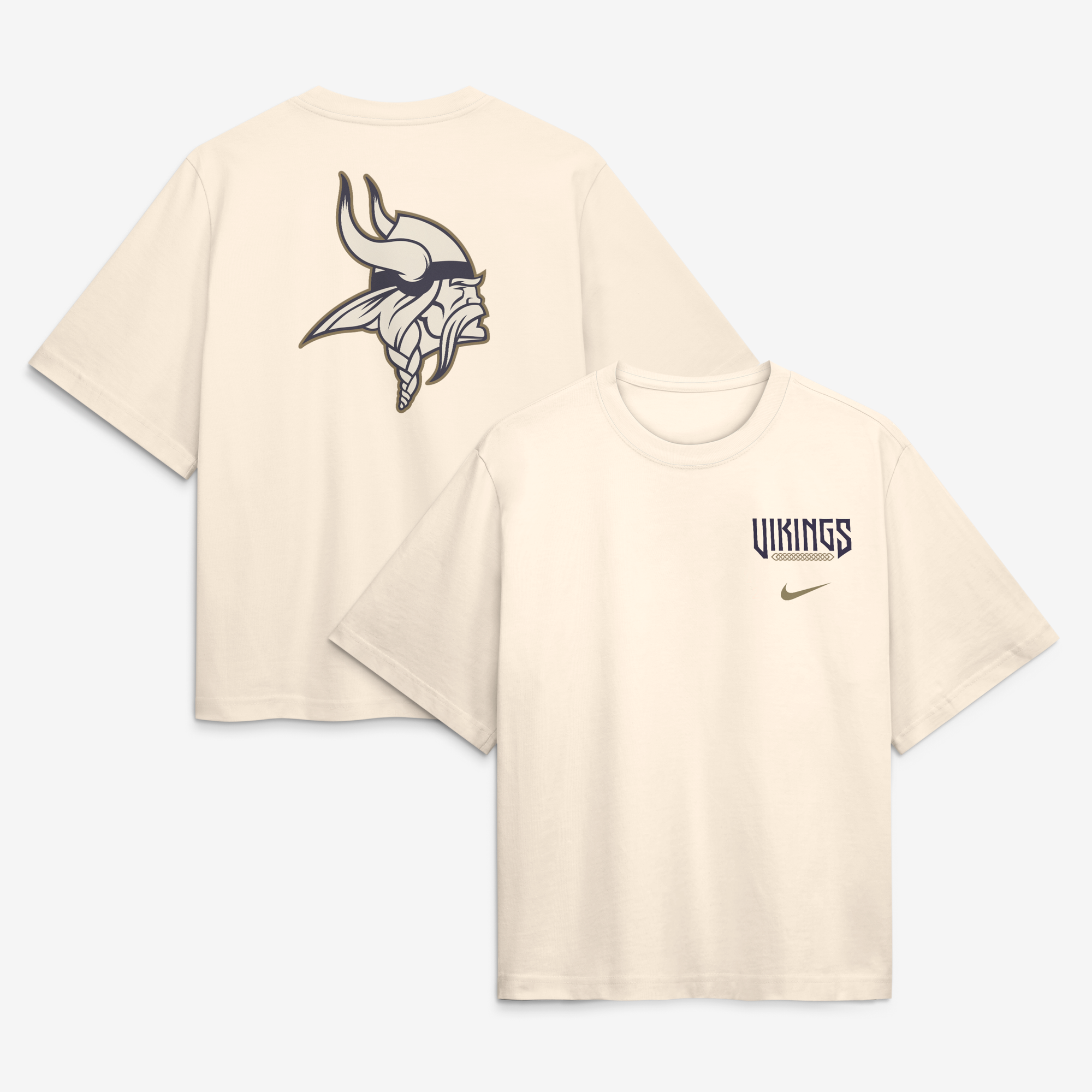 Nike Damen-T-Shirt aus der Minnesota Vikings 2026 Rivalries Collection in Creme