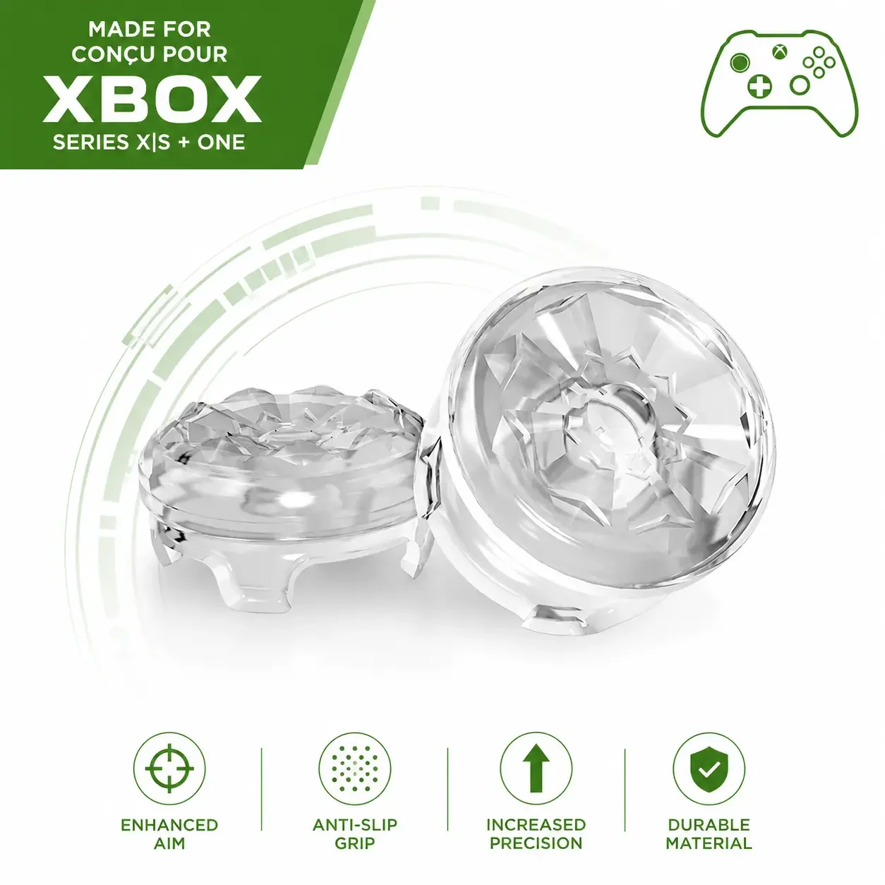 FPS Gaming Crystal Thumbsticks Grips for Xbox Series X|S & Xbox One Controller | Performance Gaming Thumbsticks
