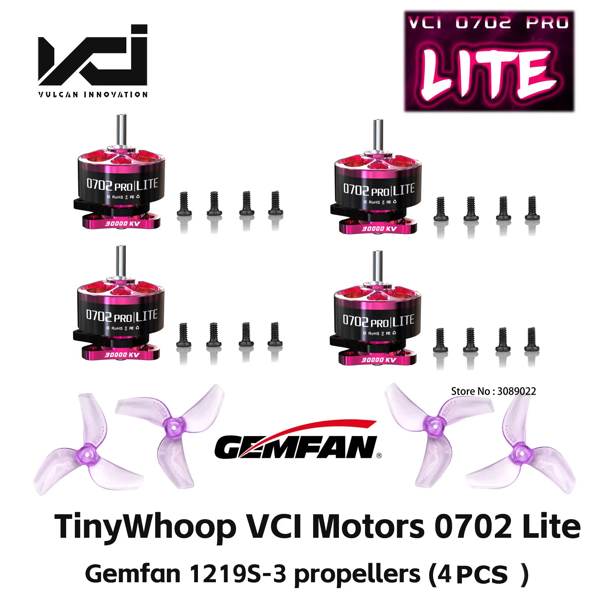 VCI HOBBY 0702 Pro Lite 23000 27000 30000kv 1S FPV Brushless Motor GEMFAN 1219S props Dual Ball Bearing For FPV RC Racing Drone