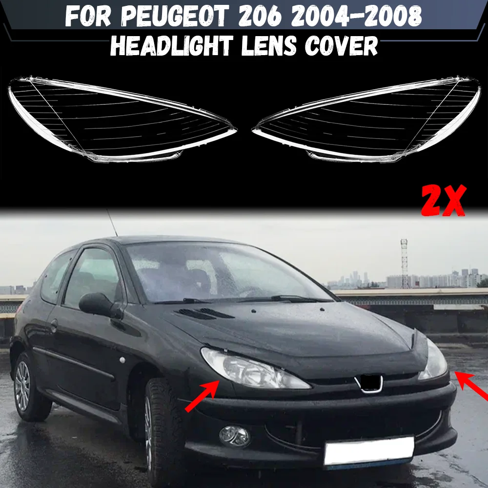 Für Peugeot 206 2004 2005 2006 2007 2008 Auto Front Scheinwerfer Abdeckung Objektiv Glas Scheinwerfer Transparent Lampenschirm Lampe Shell
