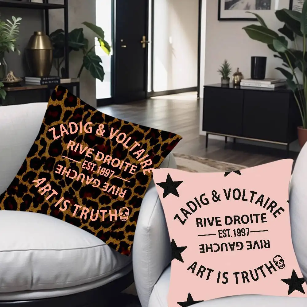 Kissenbezüge Cartoon Sofa Dekorative Heimtextilien Beidseitig Bedruckt Kurzer Plüsch Niedlicher Kissenbezug Zadig LOGO V-Voltaire
