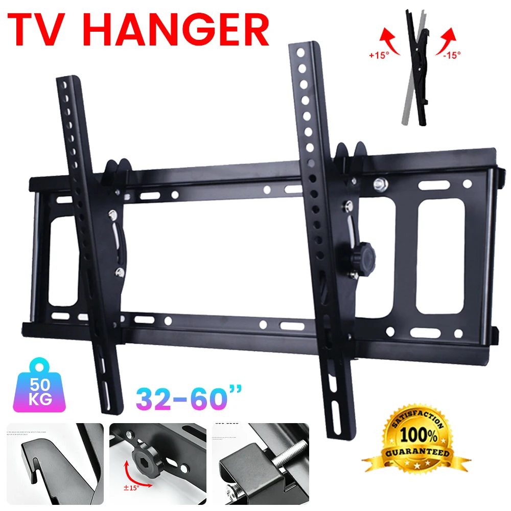 32-60 Zoll TV-Wandhalterung, universeller Flachbildschirm-TV-Rahmen, verstellbare TV-Halterung, Monitorhalter mit Wasserwaage für LCD-LED-Monitor