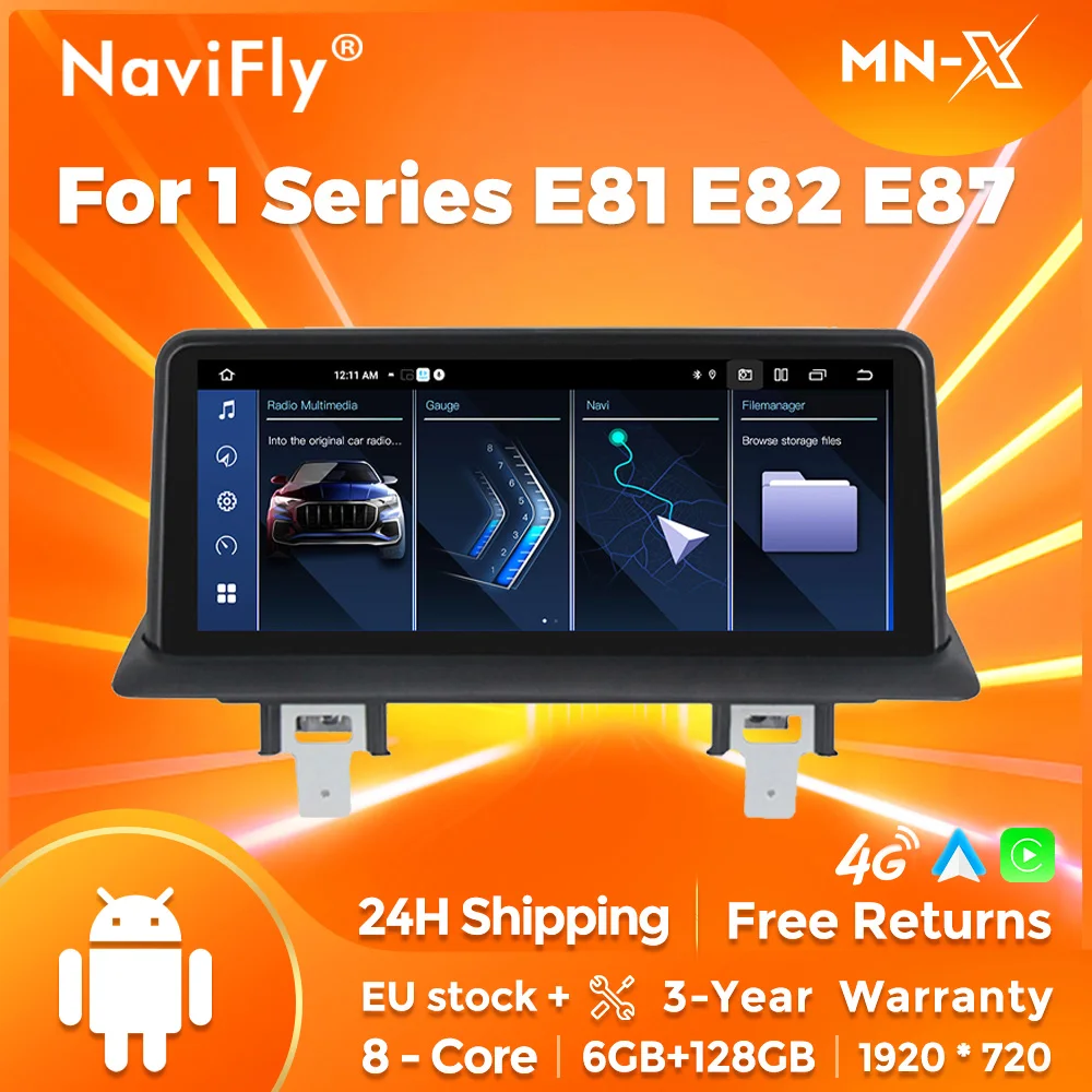 NaviFly MN-X EU Lager Auto Radio Multimedia Player Für BMW E81 E82 E87 E88 2005-2012 Android Auto Drahtlose Carplay GPS BT 6G 128G 8core Intelligente System GPS Navigation