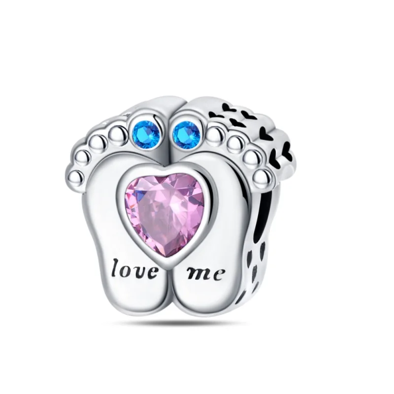 925 Sterling Silber Baby-Schuh-Anhänger mit Funkelnden CZ Zirkonia, Passend für 3mm Original-Armbänder, DIY Schmuckgeschenke für Frauen