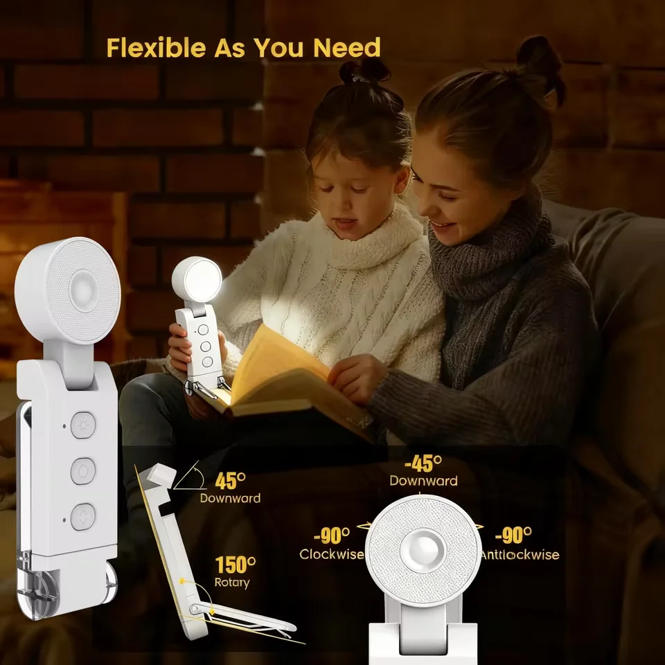 Wiederaufladbare Buchlampe LED-Leselampe mit Clip Dimmbare Tragbare Augenschutz-Nachtleuchte Schlafzimmer-Leselampe Reise-Taschenlampe