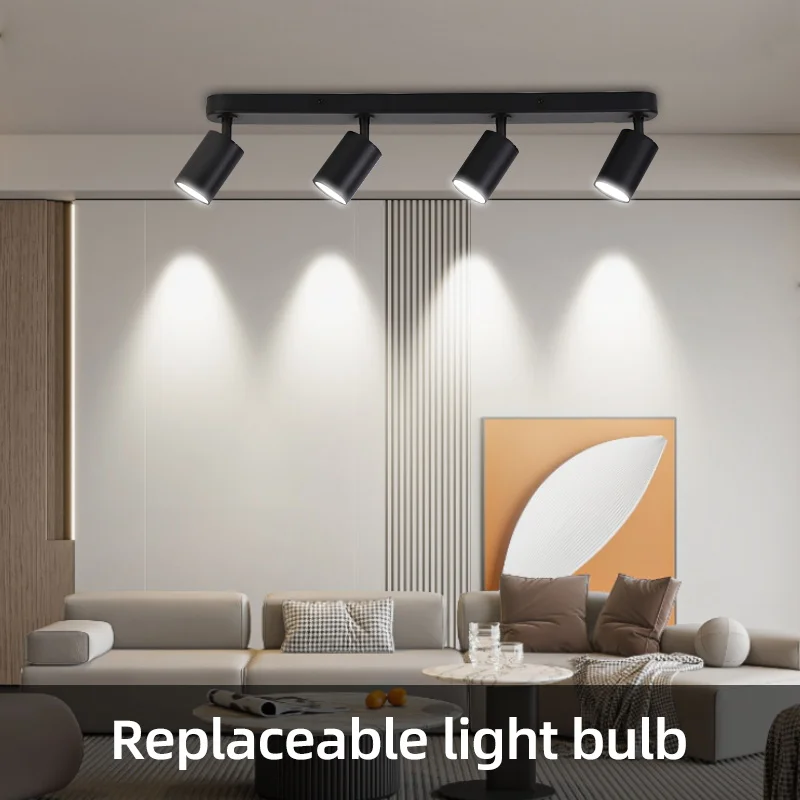 LED-Decken-Schienenleuchte mit Austauschbaren GU10-Glühbirnen, Spot-Licht für Wohnzimmer, Schlafzimmer, Kronleuchter, LED-Deckenleuchte Spot