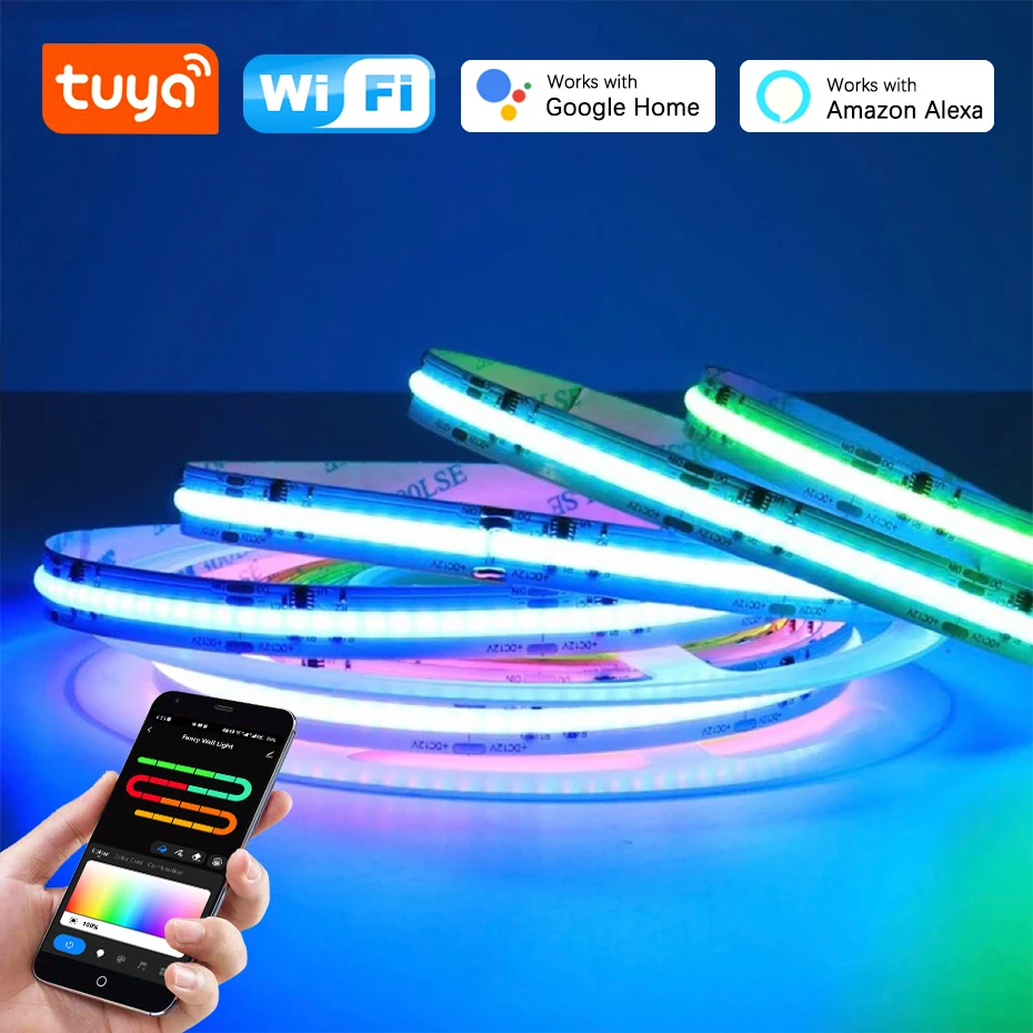 1-5M RGBIC Adressierbare COB LED-Lichtleiste 24V LED-Band Tuya WiFi Bluetooth Fernbedienung RGBIC LED-Lichtband für Spielzimmer-Dekoration