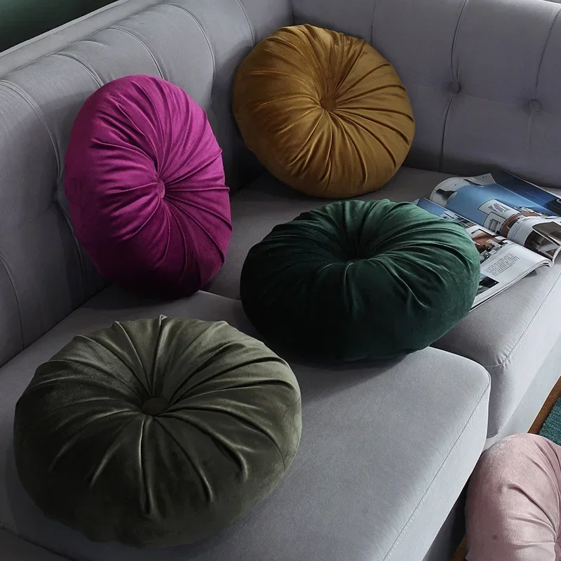 35 cm Fleece Dutch Velvet Plissee Rundes Sitzkissen Kissen Pouf Überwurf Sofa Home Decor Cojines Redondo Coussin