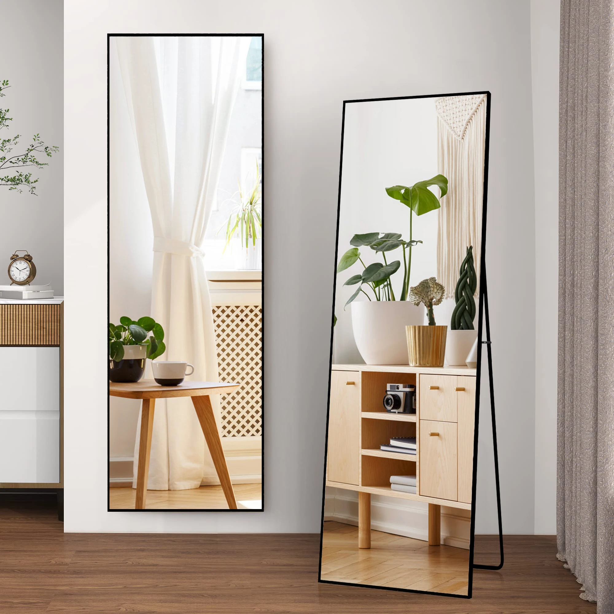 177 x 77 cm Rechteckiger Ganzkörperspiegel, großer Wandspiegel, freistehender Standspiegel mit Aluminiumrahmen