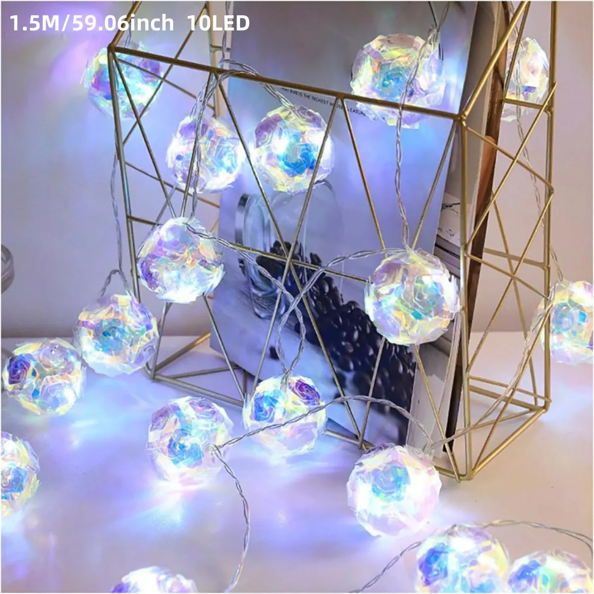 1pc 1,5 M10LED Kreative Laser Gestickte Kugel Blume Lichterketten Romantische Rose Blume Globus Lampe Für Home Schlafzimmer garten Dekor