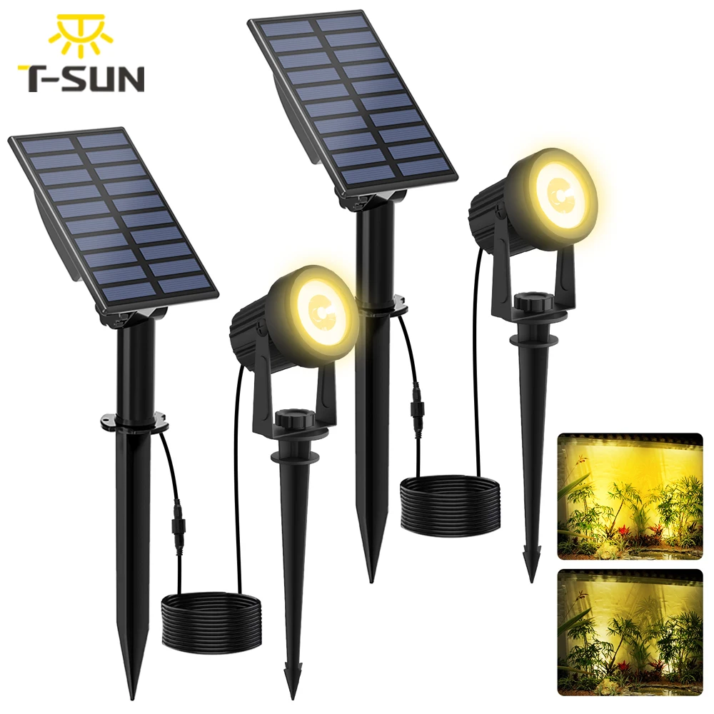 2PCS Super Helle Solar Scheinwerfer Solar LED Licht Outdoor IP65 Wasserdichte 3000K/6000K Solar Lampe für Garten Decor Solar Licht