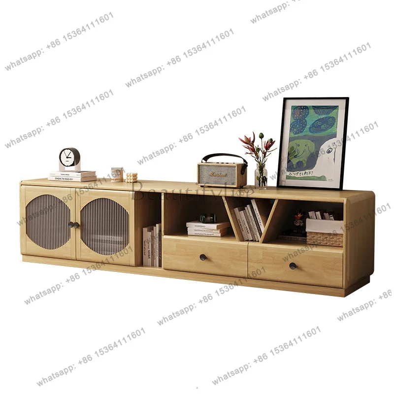 Moderne Minimalistische Massivholz TV Ständer Nordic Kreative Wohnzimmer Gummi Holz TV Schrank Kreative Home Möbel Muebles