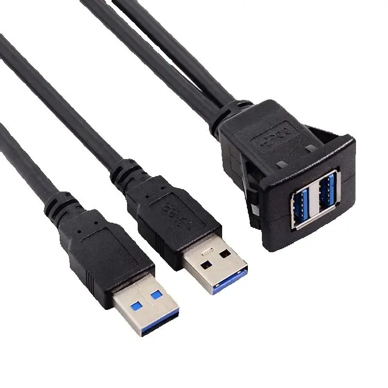 Dual Port USB Buchse Verlängern Cabel USB 3,0 Auto Auto Unterputz Verlängerung Kabel Dashboard Panel Platz USB Kabel Für Auto Motorrad