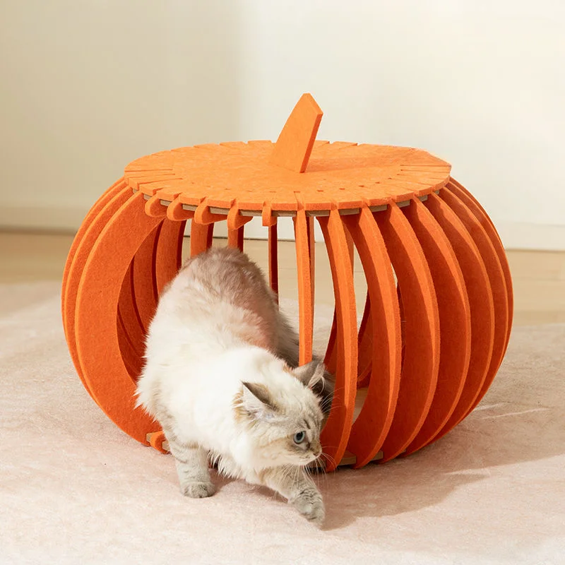 Kürbis haus Filz Katzen nest frisch und atmungsaktiv Katzen bett halb geschlossen Sommer Haustier Nest praktische Haustier Möbel Katzen bett