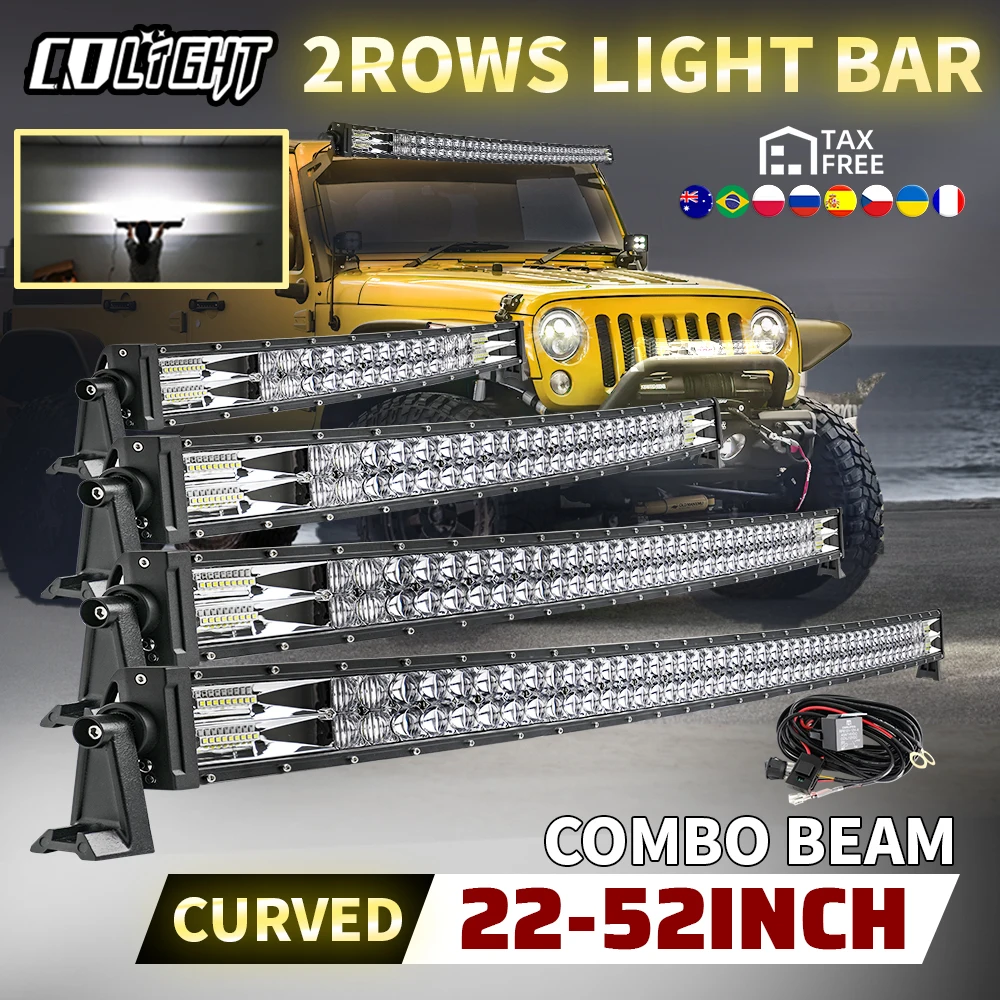 CO LIGHT 2-reihige LED-Lichtleiste, gebogen, 52 Zoll, LED-Arbeitslicht, Spot-Flut-Kombination, LED-Leiste für LKW, Fahren, Boot, ATV, SUV, Auto, 12 V, 24 V