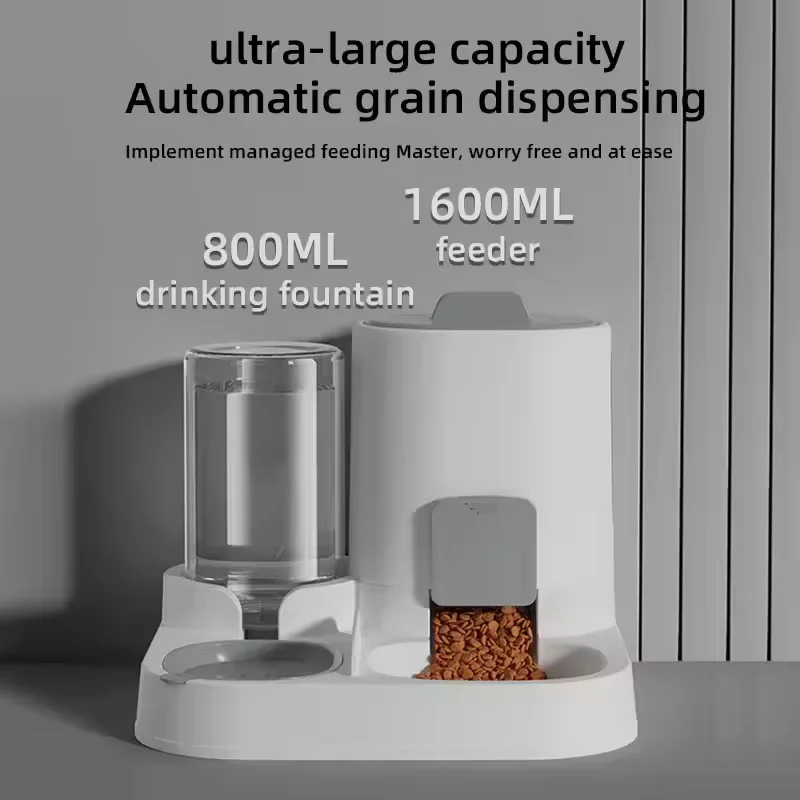 Automatischer Futterspender für Katzen und Hunde und Wasserspender, kombiniert mit großer Kapazität, Schwerkraft-Haustierfutter-Wasserspender für kleine und mittelgroße Haustiere
