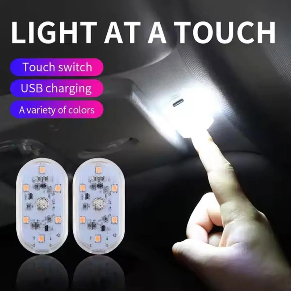 1/2/4 stücke Auto LED Touch Lichter Drahtlose Auto Lesen Lampen Mini USB Lade Innen Lichter Für Auto tür Fuß Stamm Lagerung Box