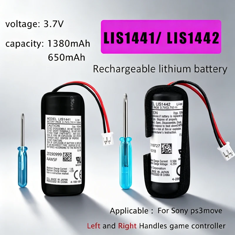 PS3 Move Controller Akku LIS1441 LIS1442 1380/650mAh Lithium-Batterie für Sony PS3 Move Motion Controller Linke und Rechte Griffe