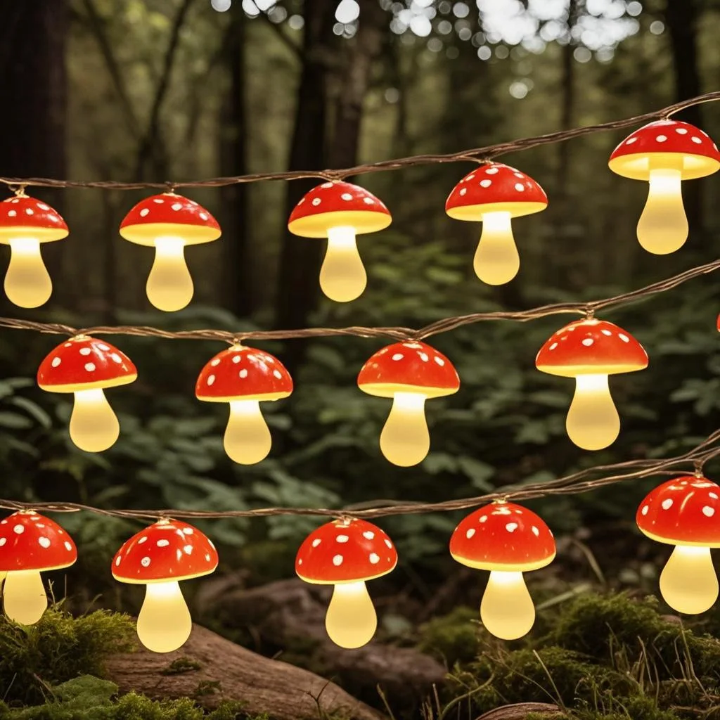 Niedliche rote Pilz-LED-Lichterkette, 10/20/40 LED-Lichterketten, warmweiße dekorative Beleuchtung für Schlafzimmer, Wohnheim, Garten, Weihnachten