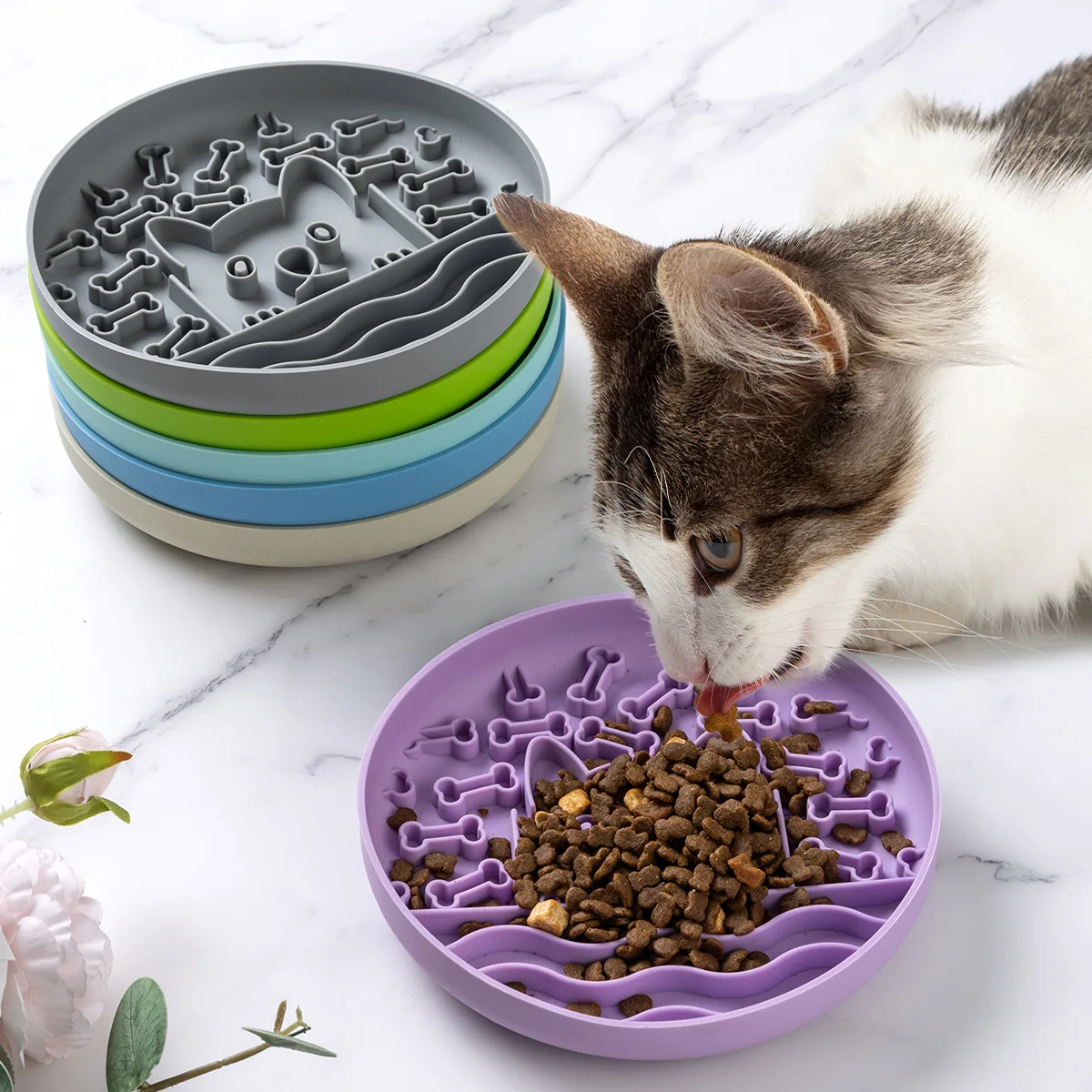 1 Stück Silikon Pet Slow Feeder Food Lick Mat Anti-Rutsch-Lecknapf für Hunde und Katzen
