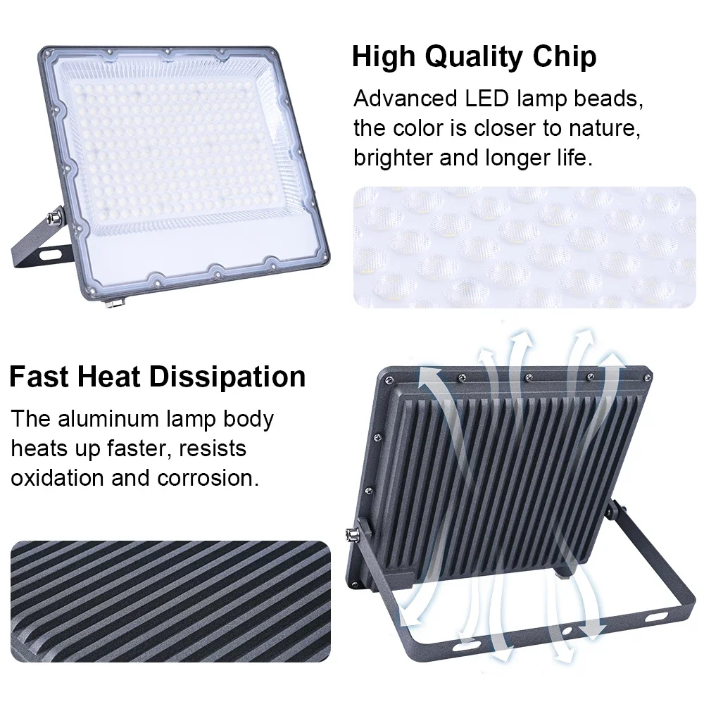 LED-Flutlicht, AC 220 V, 100 W, 200 W, 300 W, 10 W, 20 W, 30 W, 50 W, IP66, wasserdicht, LED-Strahler, Flutlicht, Garten, Straße, Tor, Wand