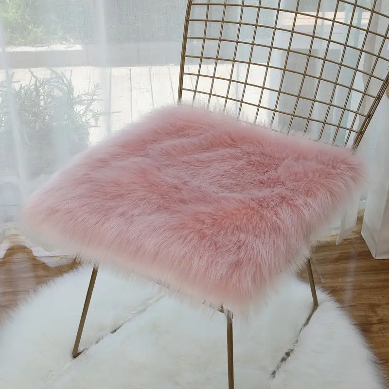 Rosa Kissen Plüsch Sitzpolster Quadratisch Warm Atmungsaktiv Stuhlpolster Hocker Rutschfeste Matte Schlafzimmer Erkerfenster Bodenmatte Sofa Dekor Kissen