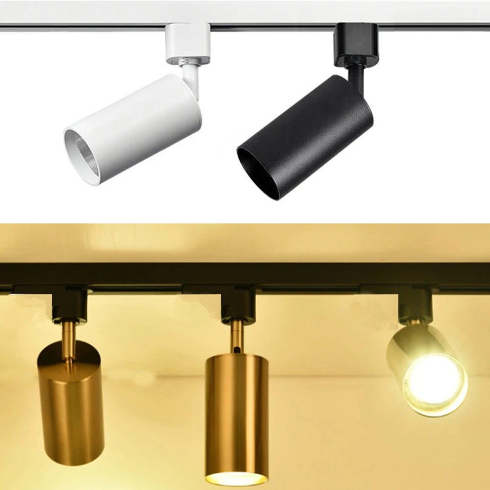 Schienenlampe GU10-Halter, verstellbarer Deckenlampenschirm, 2-Draht-Schienensystem, Strahler für Bekleidungsgeschäft, Wohnzimmer, Zuhause (keine Glühbirne)