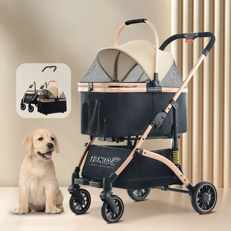 Abnehmbarer Korb Haustier-Kinderwagen Großer Raum und Komfortabler Hunde-Kinderwagen Einfach Faltbarer Haustier-Kinderwagen Tragbare Haustier-Handtasche